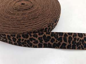 Blød elastik - 4 cm - leopard i brun